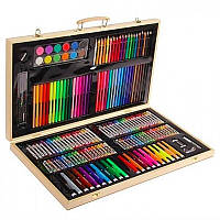 Детский набор для рисования и творчества 180 предметов в деревянном чемодане  YU227