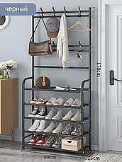Вішалка для одягу в передпокій з полицями для взуття New simple floor clothes rack чорна YU227, фото 6