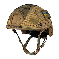 Защитный кевларовый шлем Fast Helmet NIJ IIIA (Койот) + Кавер (Мультикам) S