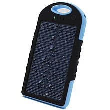 Зовнішній акумулятор Power bank 10000 mAh на сонячній батареї c LED ліхтарем у захищеному корпусі чорно-синій YU227