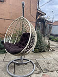 Крісло-кокон з ротанга,Слонова кость +подушка Шоколадна, фото 7