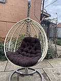 Крісло-кокон з ротанга,Слонова кость +подушка Шоколадна, фото 4