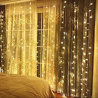 Гірлянда водоспад прозорий 240 led 2.5х1.5 м білий теплий YU227