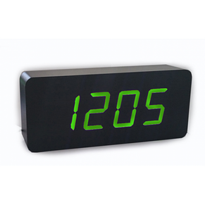 Електронні настільні годинники-будильник LED WOOD CLOCK VST-865 під дерево чорні з зеленим підсвічуванням YU227, фото 1