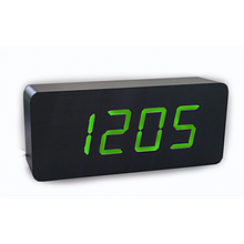 Електронні настільні годинники-будильник LED WOOD CLOCK VST-865 під дерево чорні з зеленим підсвічуванням YU227