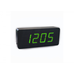Електронні настільні годинники-будильник LED WOOD CLOCK VST-865 під дерево чорні з зеленим підсвічуванням YU227, фото 3