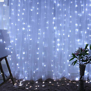 Гірлянда Світлодіодна Штора 200 LED 3х2 м Білий YU227, фото 3