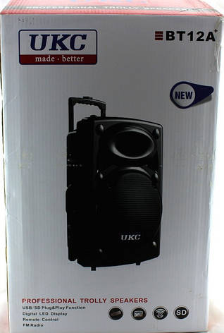 Колонка акумуляторна UKC BT12A USB, Bluetooth, 2 мікрофона YU227, фото 2