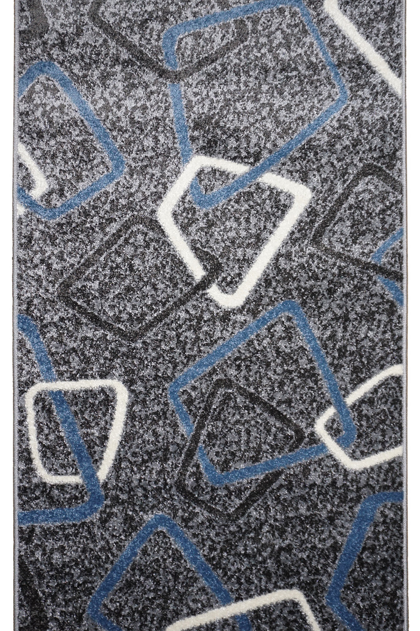 Килимова доріжка із середнім ворсом сіра AQUA 02589A Blue/L.Grey ширина 250 см, фото 1