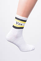 Белые носки с высокой резинкой, рисунком YES/NO размеры 27 (41-42), 29 (43-44)