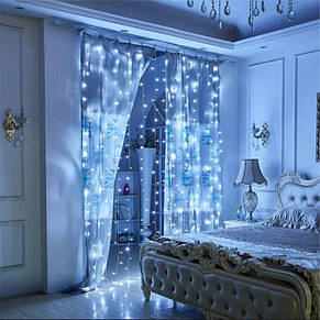 Гірлянда Xmas водоспад 3х3 м 300 Led W-9 Білий на мідному дроті з з'єднувачем YU227, фото 4