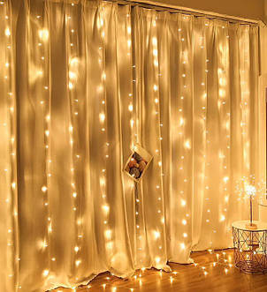 Гірлянда Xmas водоспад 2х2 м 160 Led WW-9 Теплий білий на мідному дроті з з'єднувачем YU227, фото 2