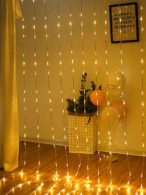 Гірлянда Xmas водоспад 2х2 м 160 Led WW-9 Теплий білий на мідному дроті з з'єднувачем YU227, фото 3