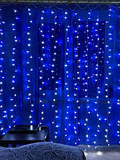 Гірлянда Xmas водоспад 3х3 м 300 Led B-9 Синя на мідному дроті з з'єднувачем YU227, фото 6