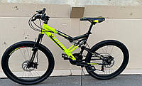 Двопідвісний Гірський велосипед Azimut Viper Scorpion 24 D Рама 17 Чорно-Лимонний