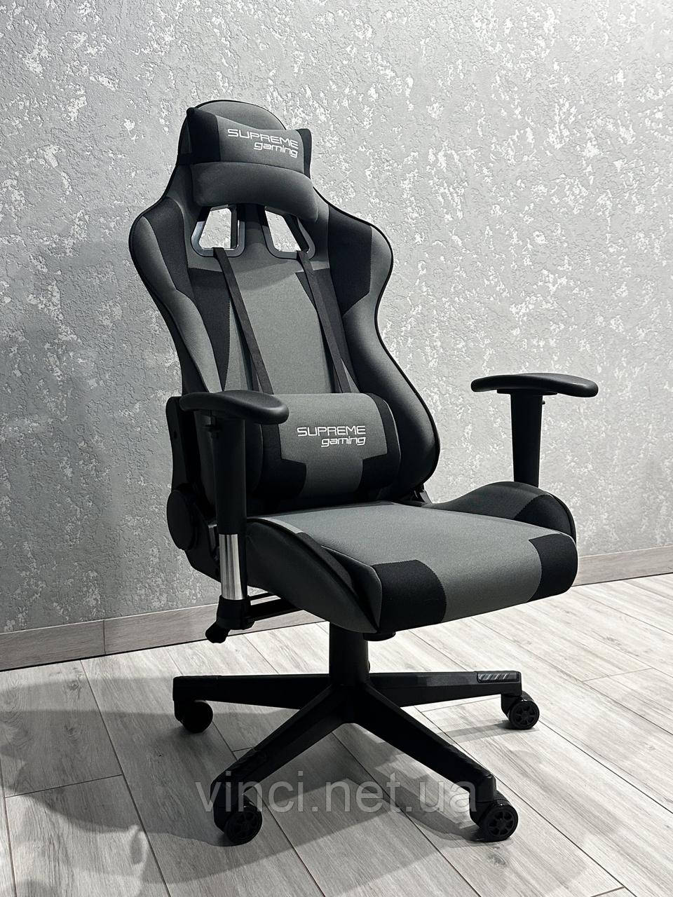 Комп'ютерне крісло із тканини PlayMaker Supreme Gaming 94559 Сіро-чорне, фото 1