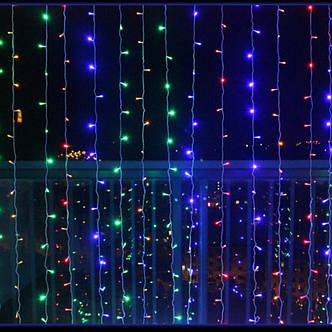 Гірлянда Xmas USB + пульт водоспад 2х3 м 200 Led M-9 Мульти на мідному дроті з з'єднувачем YU227, фото 1