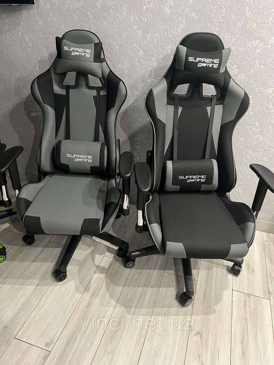 Геймерське крісло ТКАНЕВЕ BOOST (сіро-чорне) PlayMaker Комп'ютерне крісло із тканини до 120кг, фото 1