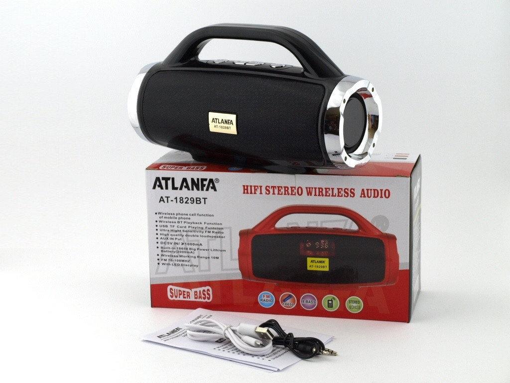 Портативна акустична колонка Atlanfa AT-1829ВТ, FM, 12W, Super Bass speaker AUX bluetooth MP3 microSD/TF YU227
