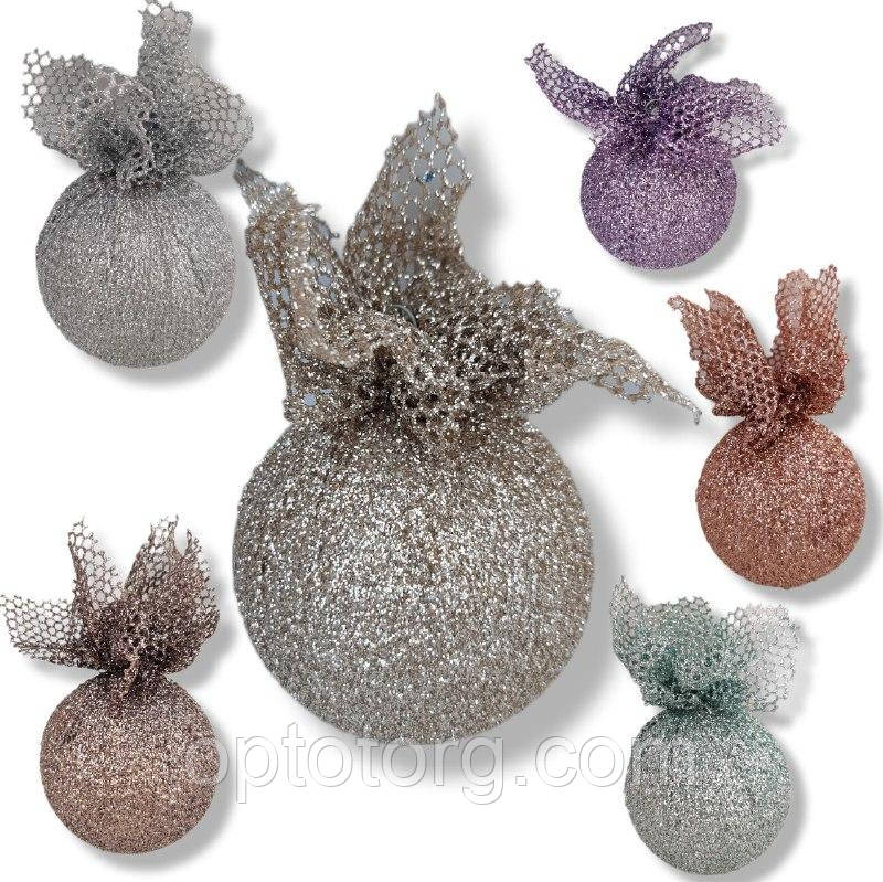 Прикраси на ялинку кулі в сітці 8 см, фото 1