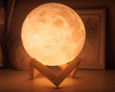 Нічний світильник місяць 3D Moon Light 15 см з пультом ДУ YU227, фото 3