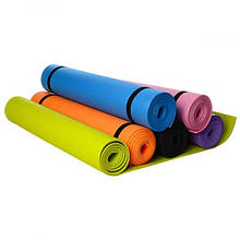Килимок для фітнесу і йоги 173х61 см товщина 4 мм (6 кольорів) YU227