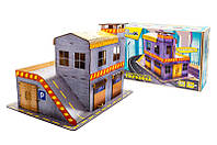 Іграшковий дерев'яний паркінг гараж 80 деталей розмір паркінгу 49*67*45 см