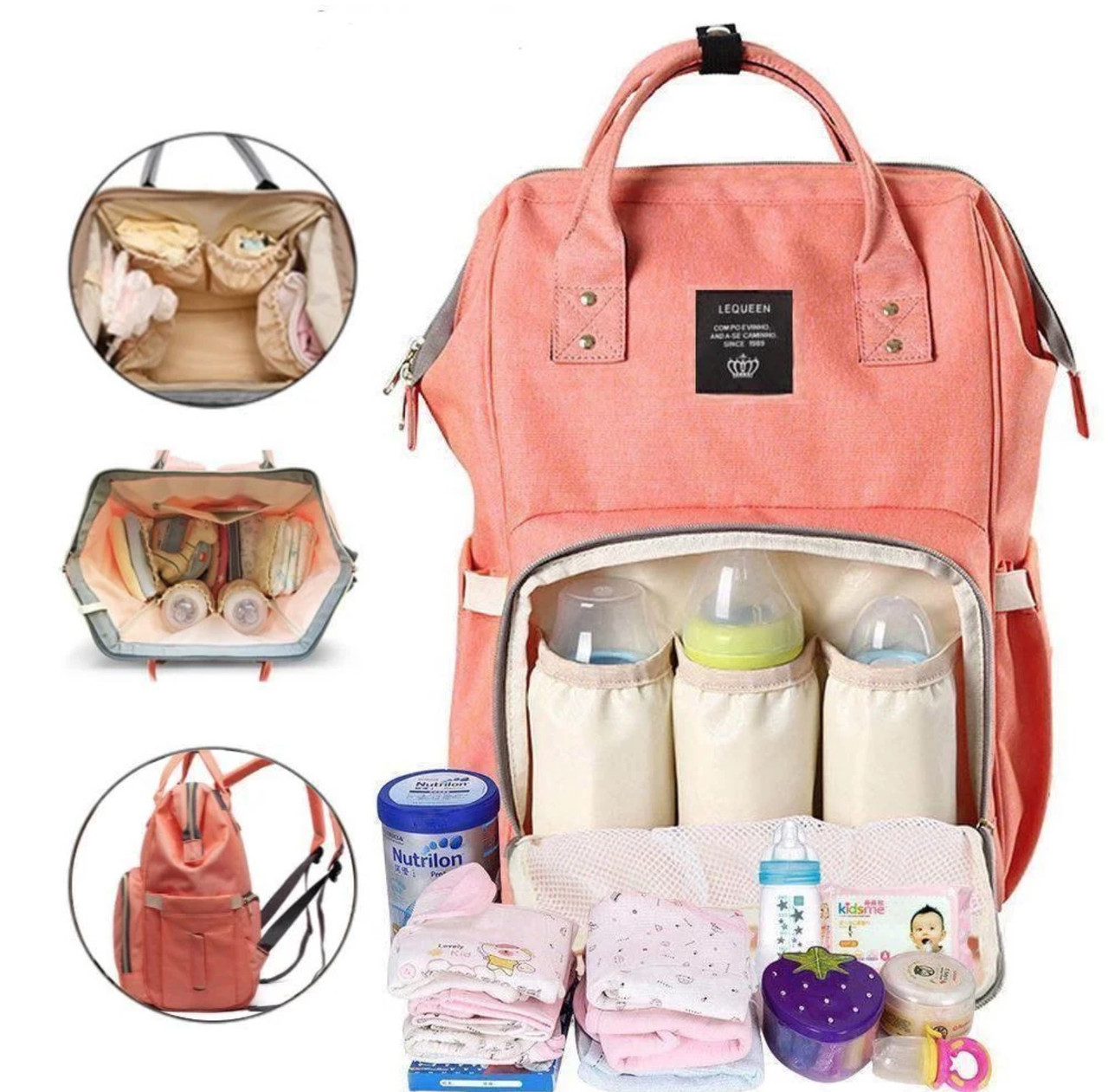 Сумка-рюкзак для мам кораловая YU227