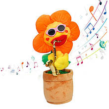 М'яка іграшка танцююча співача квітка-саксофоніст Помаранчевий YU227