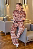 Пижама мужская махровая с капюшоном 46-48;50-52;54-56 "LUKI" недорого от прямого поставщика