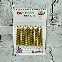 Свічки для торта Спіраль перламутрові Золоті набір - 10 шт., висота - 7,5 см MR23-165-1