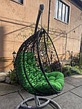 Крісло-кокон коричневого кольору із зеленою подушкою, фото 5