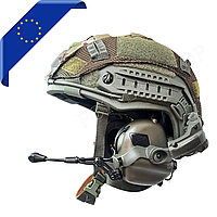 Каска кевларова военная тактический шлем TOR FAST NIJ IIIA олива наушники Earmor M32H чебурашка бронешолом