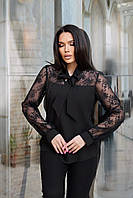 Женская стильная блузка софт с кружевом 42-44; 46-48 (3 "LARA-2" недорого от прямого поставщика