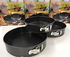 Набір роз'ємних форм для випічки Benson BN-1032 28/26/24 см, з кріпленнями антипригарые в наборі 3 шт YU227