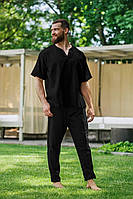 Костюм 2-ка мужской (штаны+футболка) льняной 46-48,50-52 (2 цв.) "LARA-5" от прямого поставщика