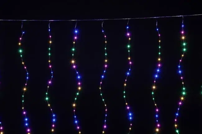 Гірлянда штора 3х3 м Xmas 300LED M-9 Мультикольорова на мідному дроті+з'єднувач YU227, фото 1