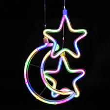 Гірлянда Xmas Copper curtain ball lamp 9M-1 Мультицветная Місяць 5 Зірка 4 3х0.7 м YU227, фото 3