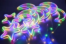 Гірлянда Xmas Copper curtain ball lamp 9M-1 Мультицветная Місяць 5 Зірка 4 3х0.7 м YU227, фото 4