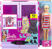 Barbie Fashionistas Doll & Playset Ultimate Closet. Бузкова шафа з одягом і лялькою Барбі Фашіоністас