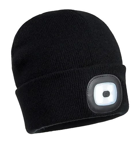 Шапка зимова з перезаряджуваним LED ліхтарем USB Black, фото 1