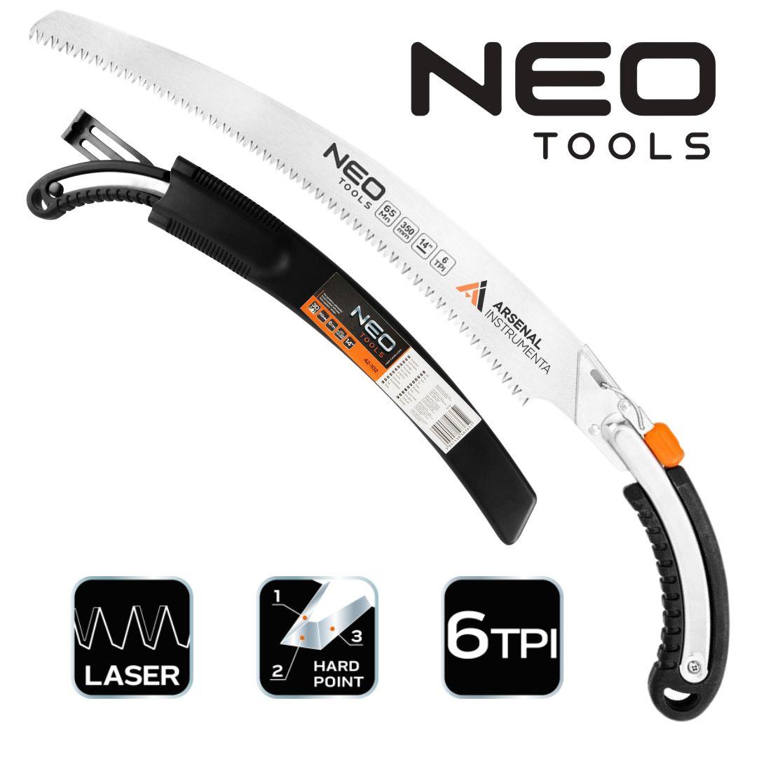 Садова пила, вигнута 350 мм 6TPI з чохлом NEO 42-102, фото 1
