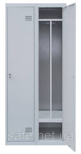 Шафа металева для одягу з перегородкою ШОМ-П 1/40/2 (ВxШxГ:1800x800x500), 0,5 мм, шафа роздягальні