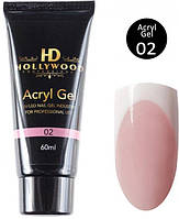 Акрил-гель для ногтей HD Hollywood Acryl Gel 02 Розовый 60 мл original