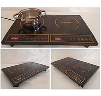 Індукційна плита 2 конфорки Rainberg RB-817 4200W електроплита настільна індукція із сенсорні кнопки