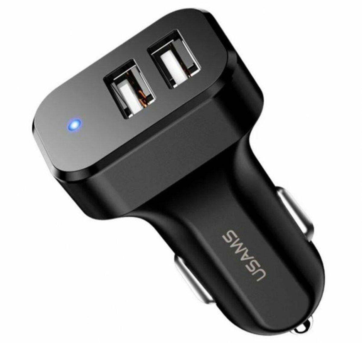 АЗП Usams US-CC087 C13 2.1A Dual USB Car Charger Black