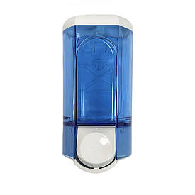 Дозатор з ABS пластика для мила 600 мл, настінний, синій, біла кнопка Afacan Plastik