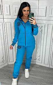 Теплий флісовий жіночий костюм Bavinchi кофта та штани (на флісі Туреччина) блакитний