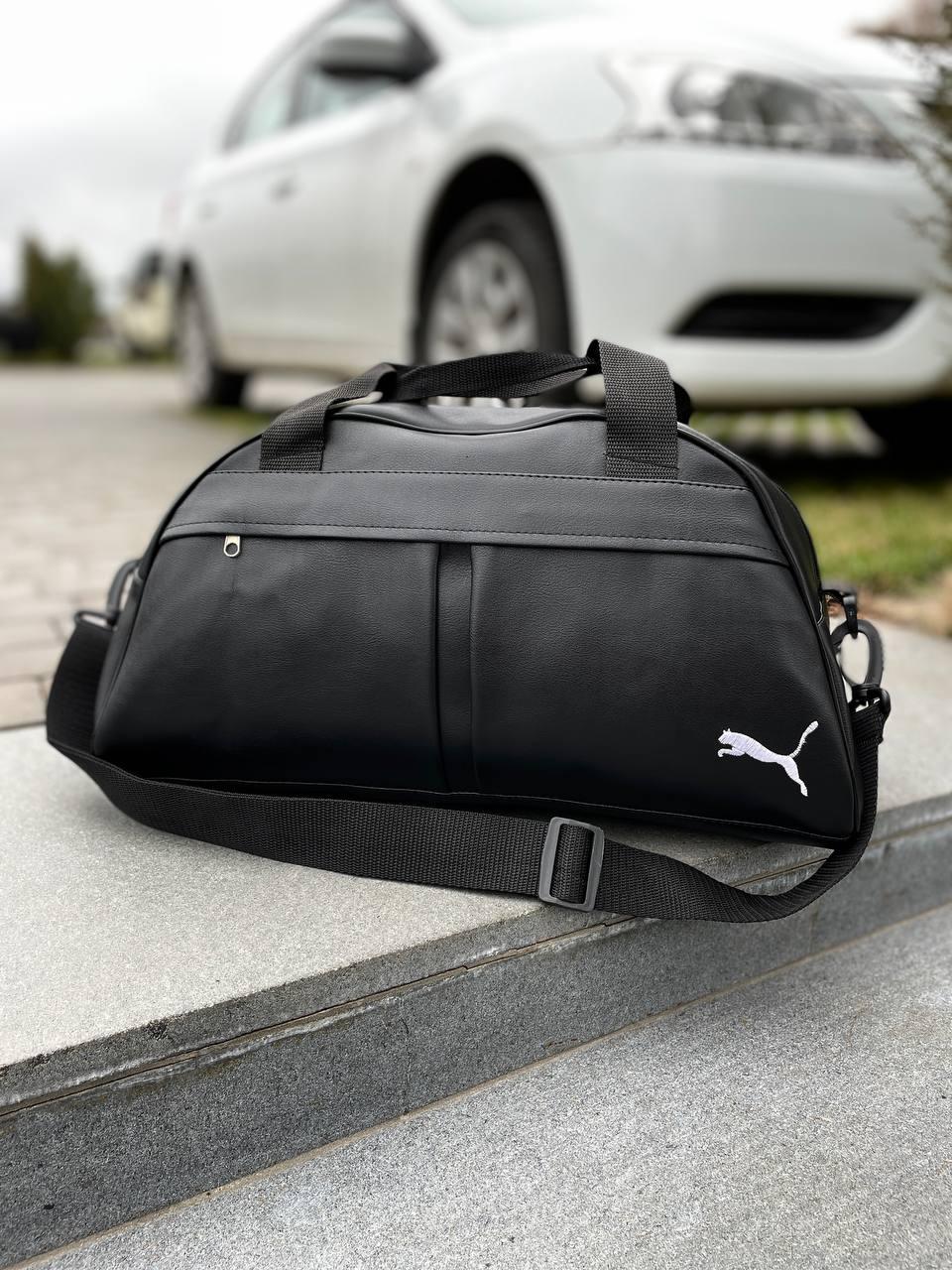 Спортивна сумка Puma чорна для тренувань шкіряна | Сумка груша Пума дорожня жіноча чоловіча