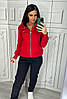 Теплий флісовий жіночий костюм Bavinchi кофта на блискавці та штани (на флісі Туреччина) червоний / чорний, фото 4